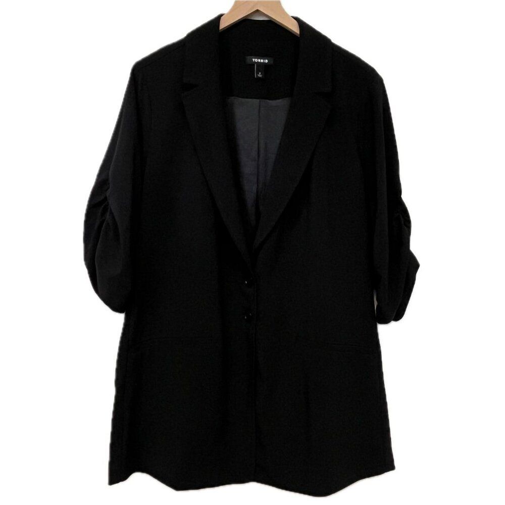 Torrid Solid Black Blazer - Size 2x - image 3